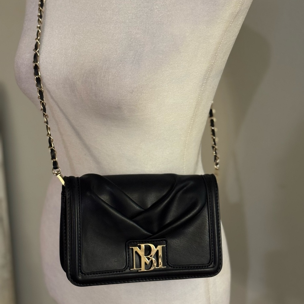 Badgley Mischka Black Crossbody Bag with Gold Accents